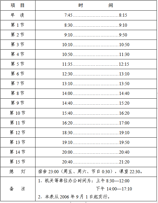 作息安排